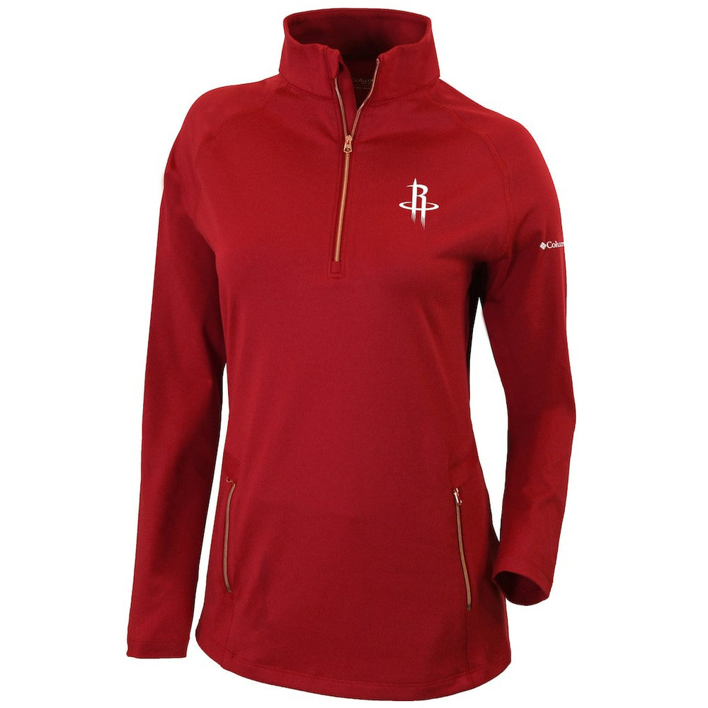 Houston Rockets Women's Omni-Wick Outward Nine Quarter-Zip Pullover Top Red - Columbia