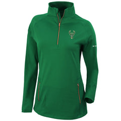 Milwaukee Bucks Women's Omni-Wick Outward Nine Quarter-Zip Pullover Top Forest Green - Columbia