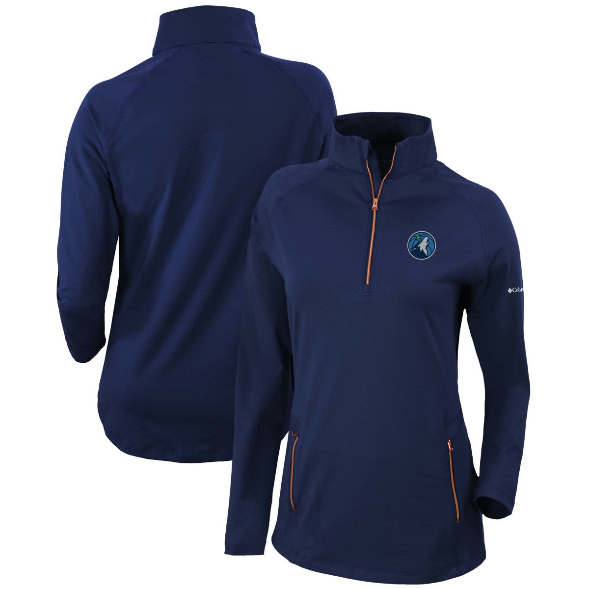 Minnesota Timberwolves Women's Omni-Wick Outward Nine Quarter-Zip Pullover Top Navy - Columbia