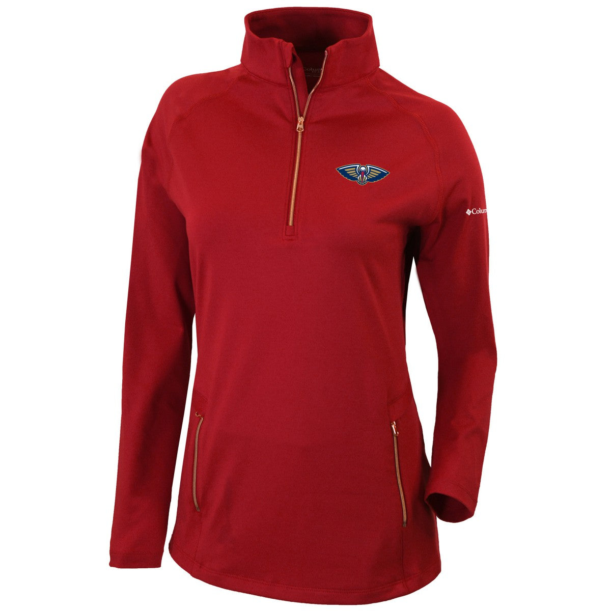 New Orleans Pelicans Women's Omni-Wick Outward Nine Quarter-Zip Pullover Top Red - Columbia