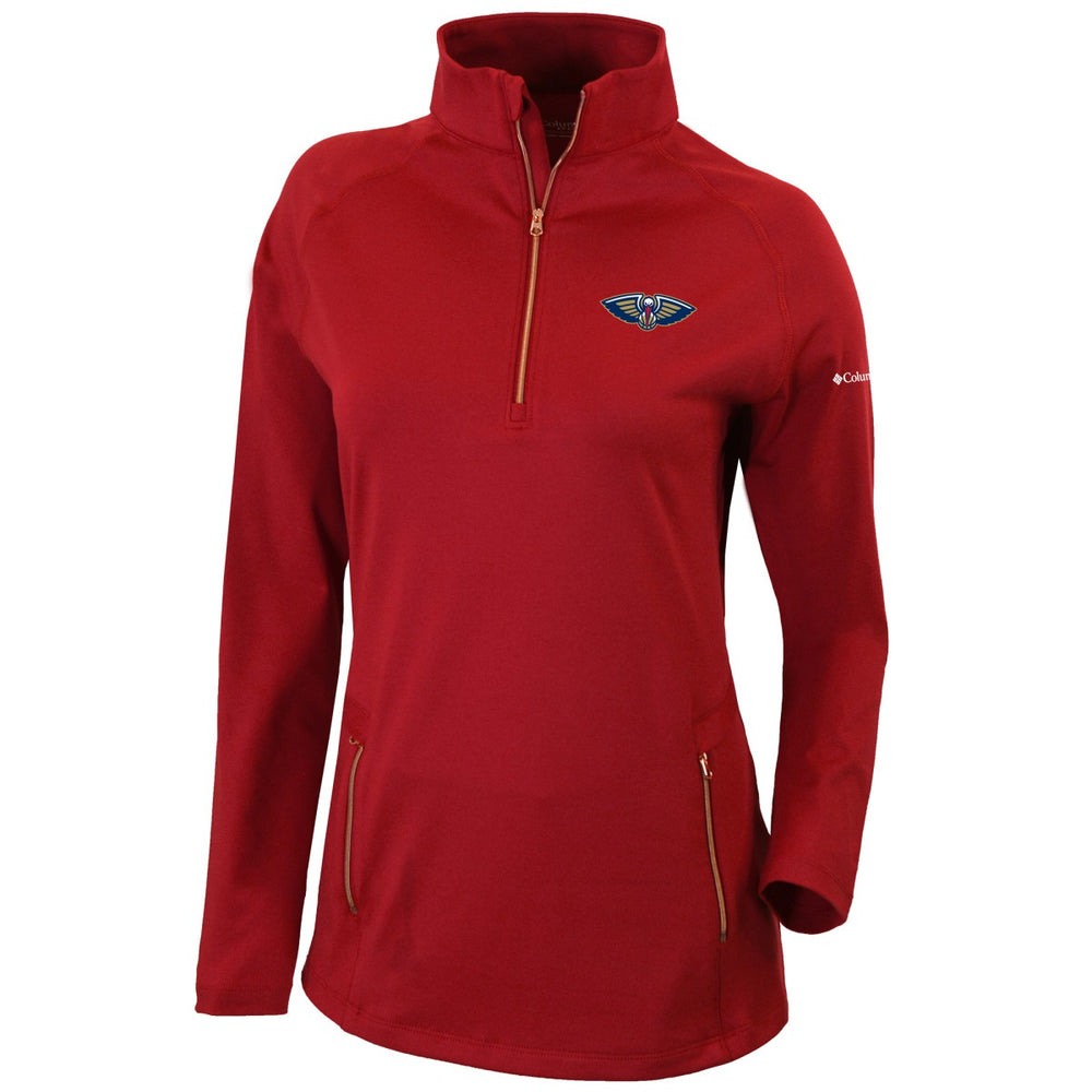 New Orleans Pelicans Women's Omni-Wick Outward Nine Quarter-Zip Pullover Top Red - Columbia