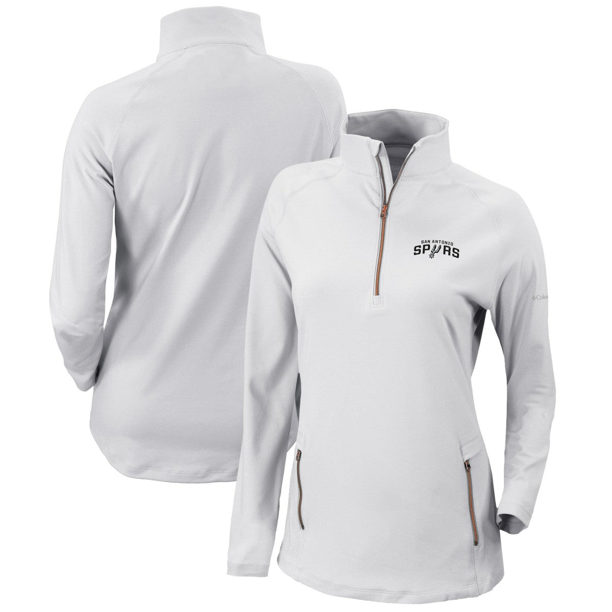 San Antonio Spurs Women's Omni-Wick Outward Nine Quarter-Zip Pullover Top White - Columbia
