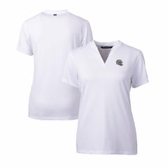 Las Vegas Raiders Cutter & Buck Women's Helmet Logo DryTec Forge Stretch V-Neck Blade Top - White Tops