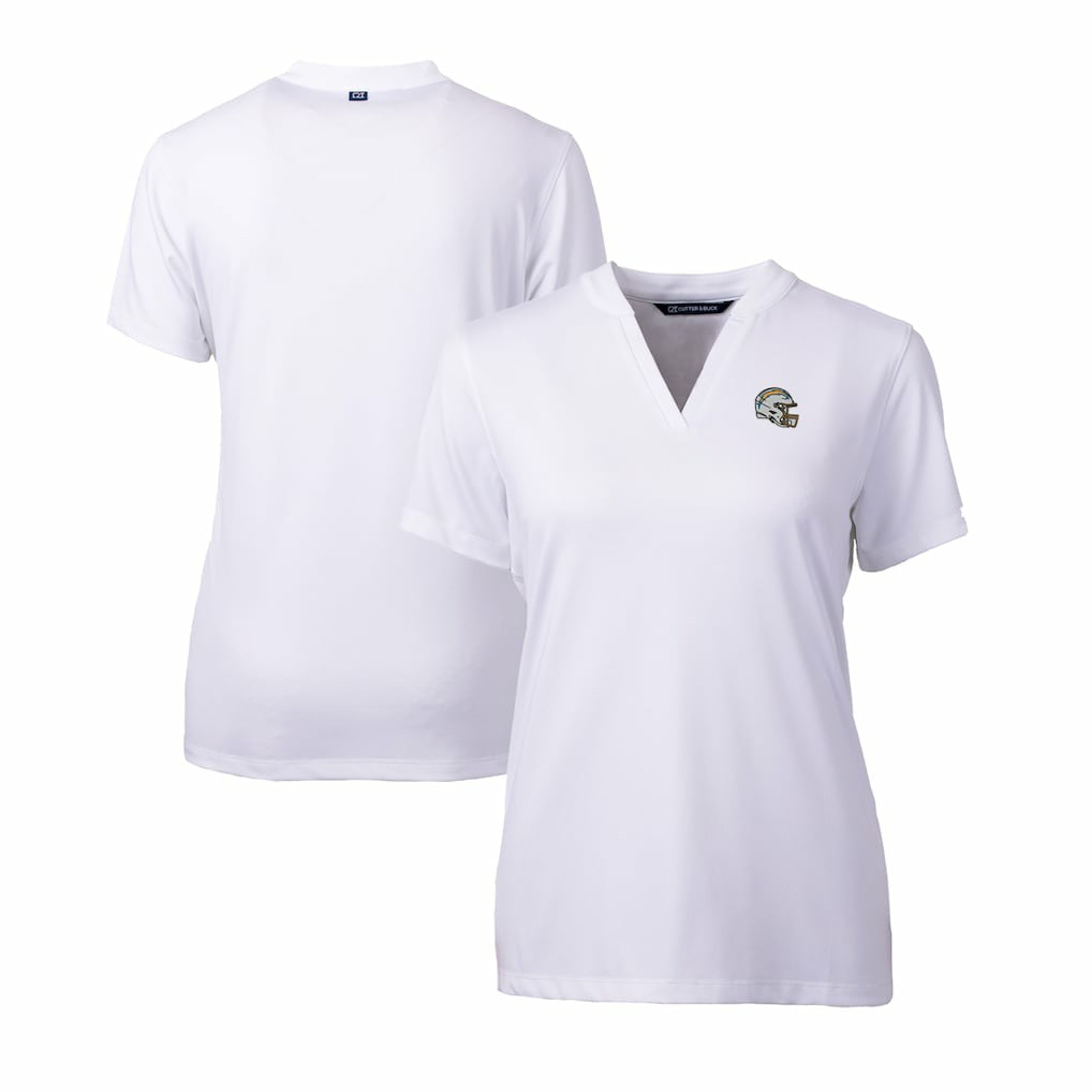 Los Angeles Chargers Cutter & Buck Women's Helmet Logo DryTec Forge Stretch V-Neck Blade Top - White Tops