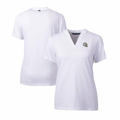 Los Angeles Chargers Cutter & Buck Women's Helmet Logo DryTec Forge Stretch V-Neck Blade Top - White Tops