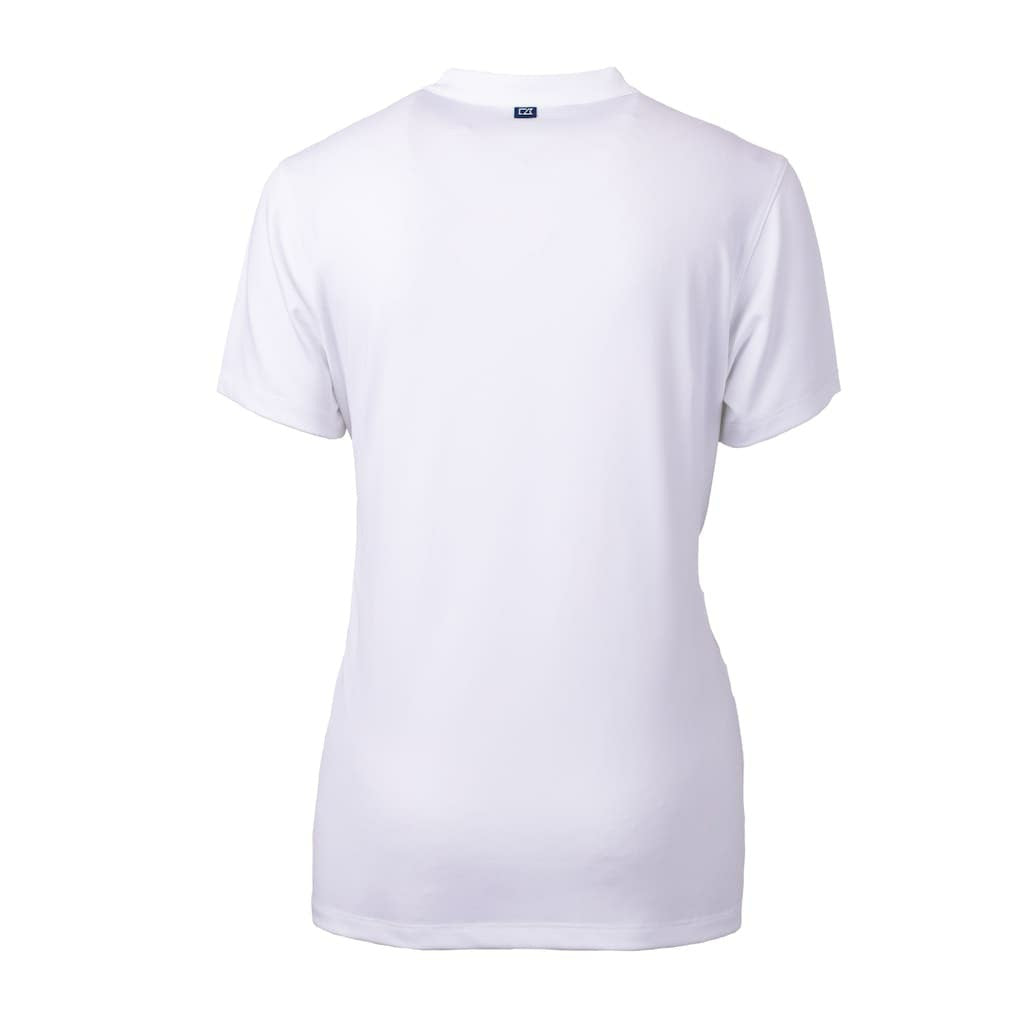 Los Angeles Chargers Cutter & Buck Women's Helmet Logo DryTec Forge Stretch V-Neck Blade Top - White Tops