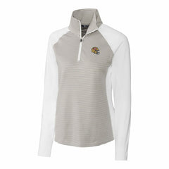 San Francisco 49ers Cutter & Buck Women's Helmet Logo DryTec Forge Tonal Stripe Stretch Half-Zip Top - White Tops