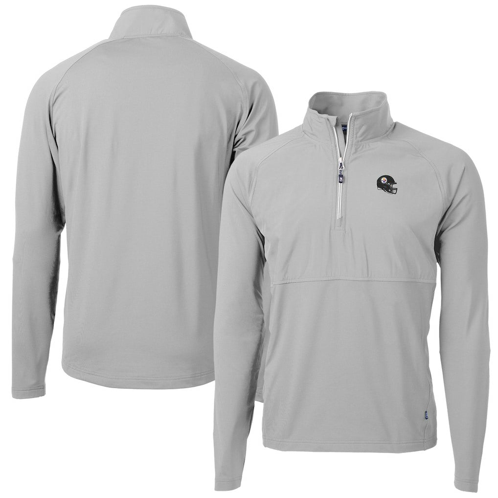 Pittsburgh Steelers Cutter & Buck Helmet Adapt Eco Knit Hybrid Recycled Quarter-Zip Pullover Top - Silver Pullover