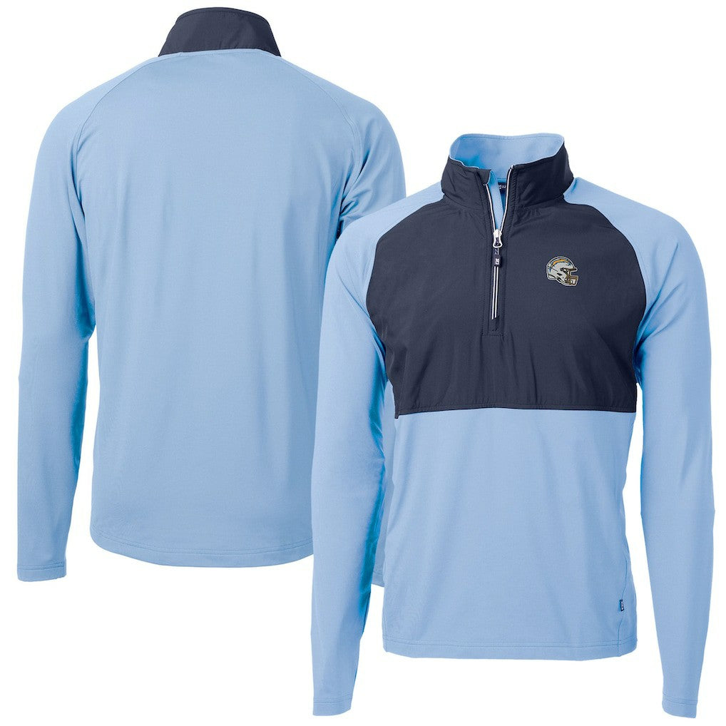 Los Angeles Chargers Cutter & Buck Helmet Adapt Eco Knit Hybrid Recycled Quarter-Zip Pullover Top - Purple Pullover