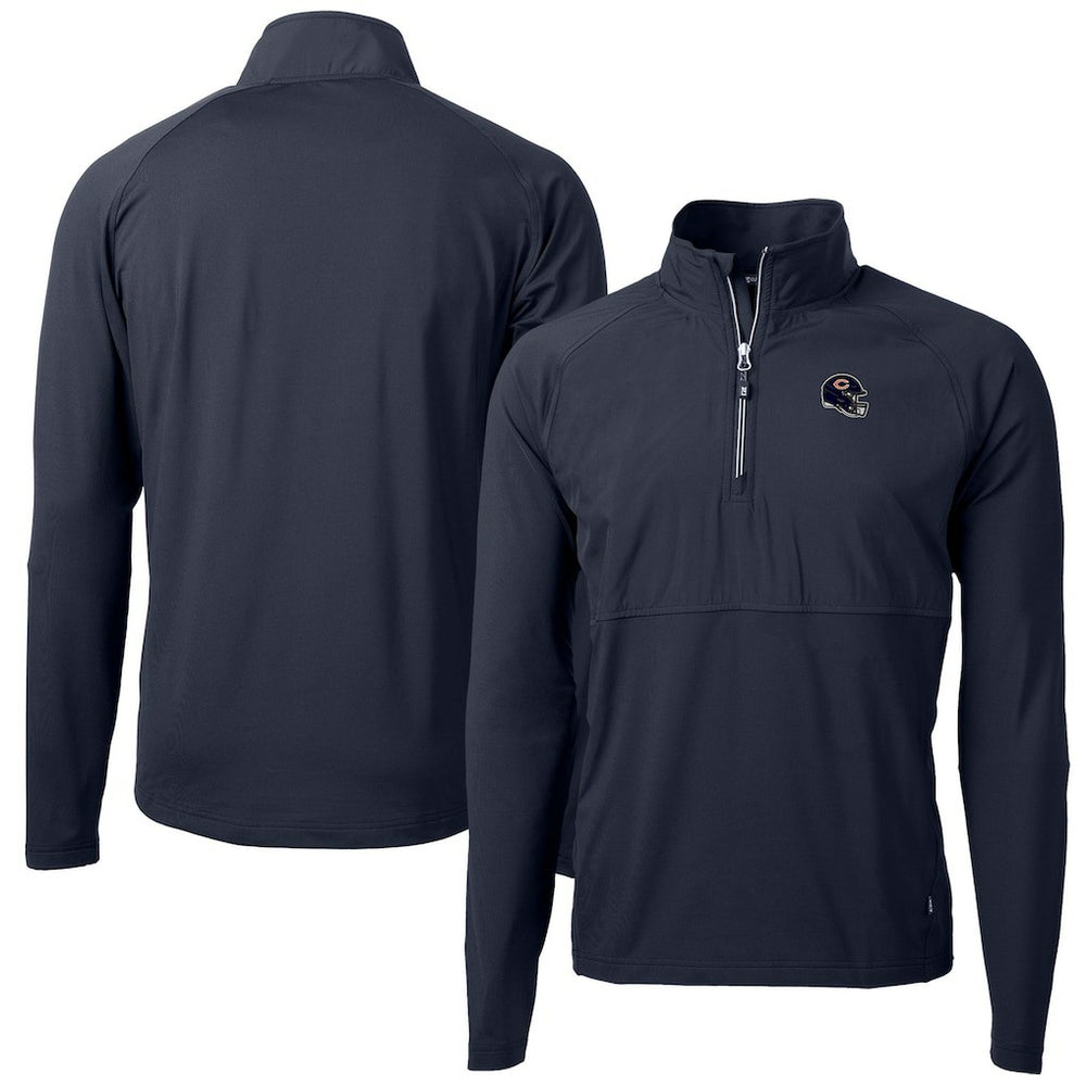Chicago Bears Cutter & Buck Helmet Adapt Eco Knit Hybrid Recycled Quarter-Zip Pullover Top - Navy Pullover