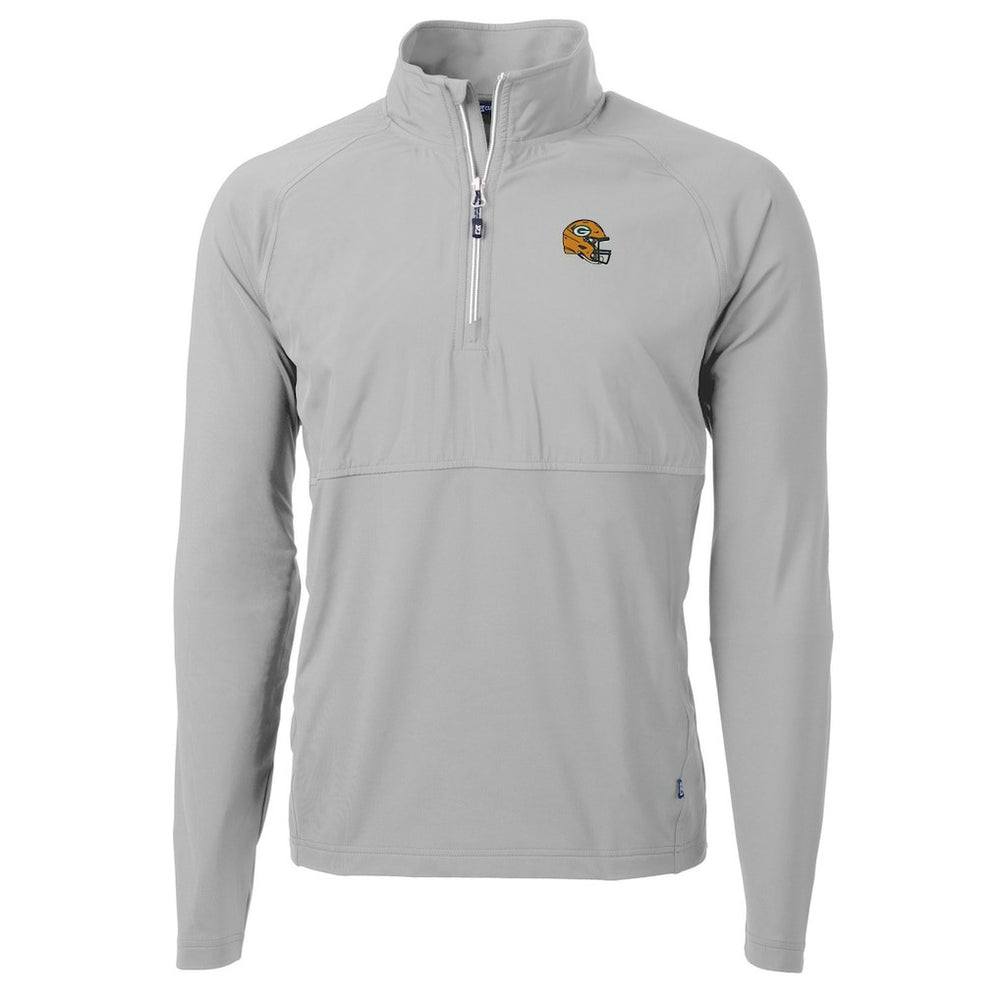 Green Bay Packers Cutter & Buck Helmet Adapt Eco Knit Hybrid Recycled Quarter-Zip Pullover Top - Silver Pullover