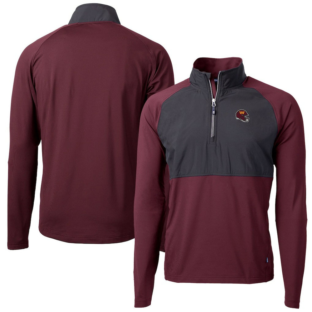 Washington Commanders Cutter & Buck Helmet Adapt Eco Knit Hybrid Recycled Quarter-Zip Pullover Top - Burgundy Pullover