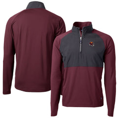 Washington Commanders Cutter & Buck Helmet Adapt Eco Knit Hybrid Recycled Quarter-Zip Pullover Top - Burgundy Pullover