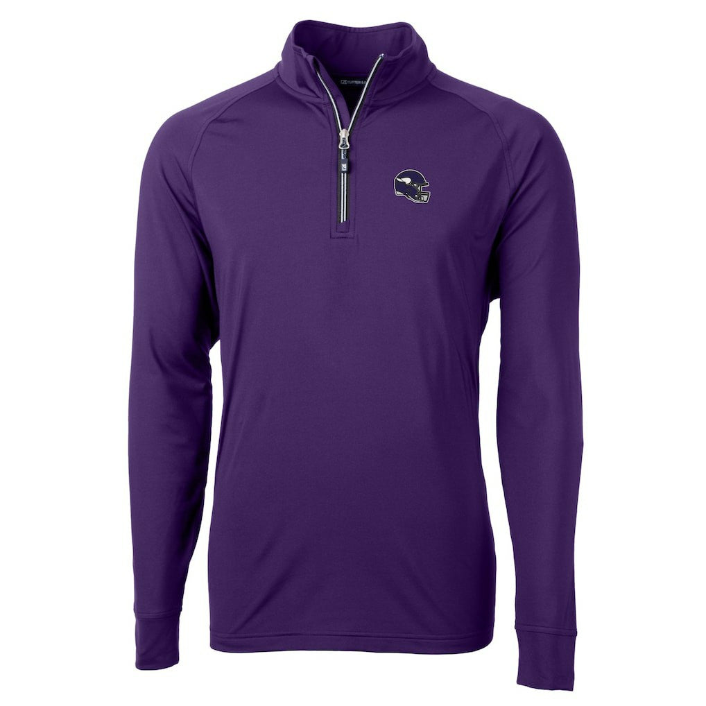 Minnesota Vikings Cutter & Buck Helmet Adapt Eco Knit Stretch Recycled Quarter-Zip Pullover Top - Purple Pullover