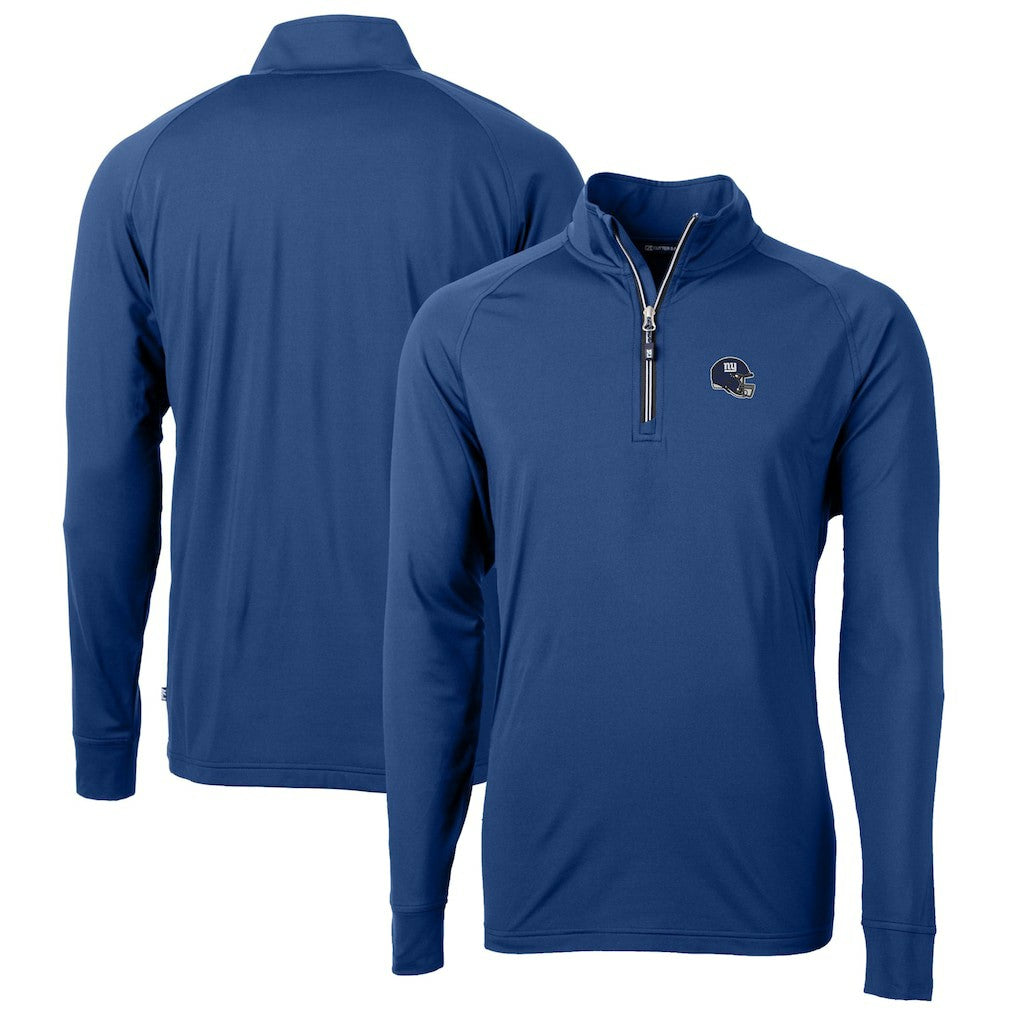 New York Giants Cutter & Buck Helmet Adapt Eco Knit Stretch Recycled Quarter-Zip Pullover Top - Royal Pullover