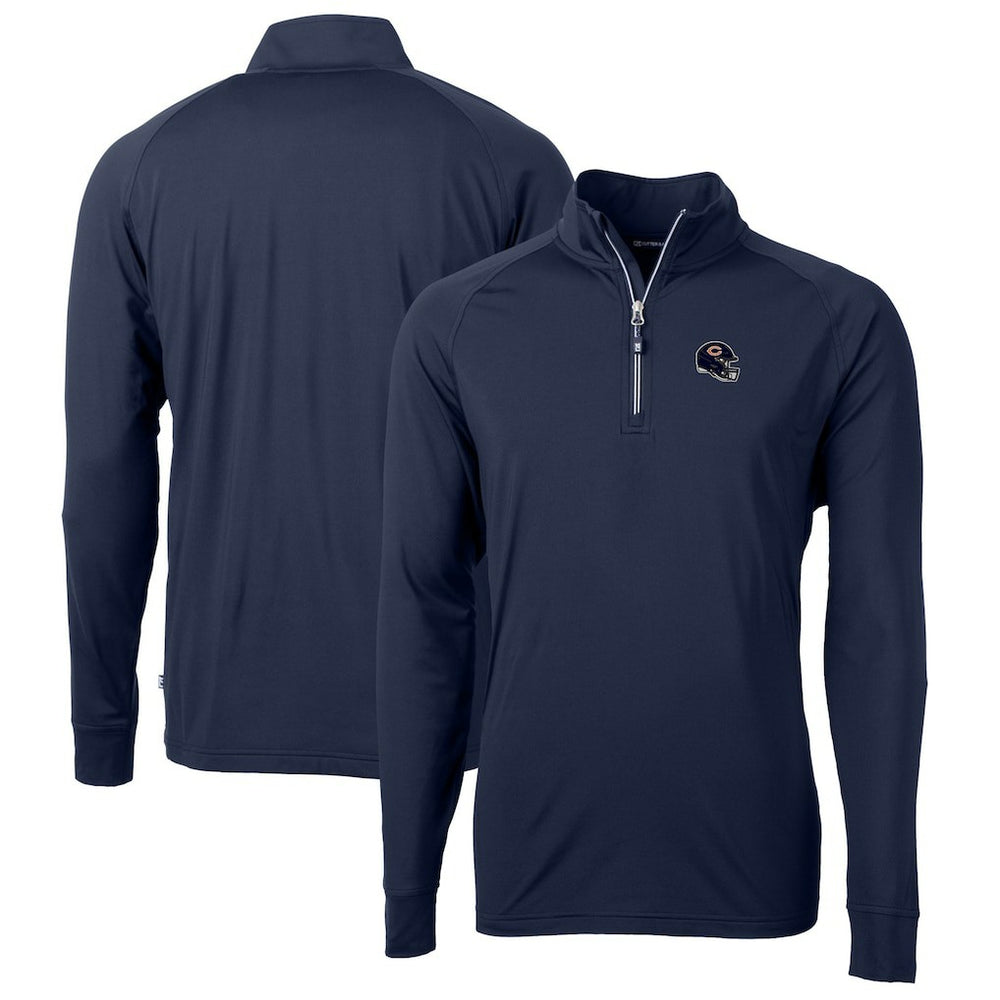 Chicago Bears Cutter & Buck Helmet Adapt Eco Knit Stretch Recycled Quarter-Zip Pullover Top - Navy Pullover