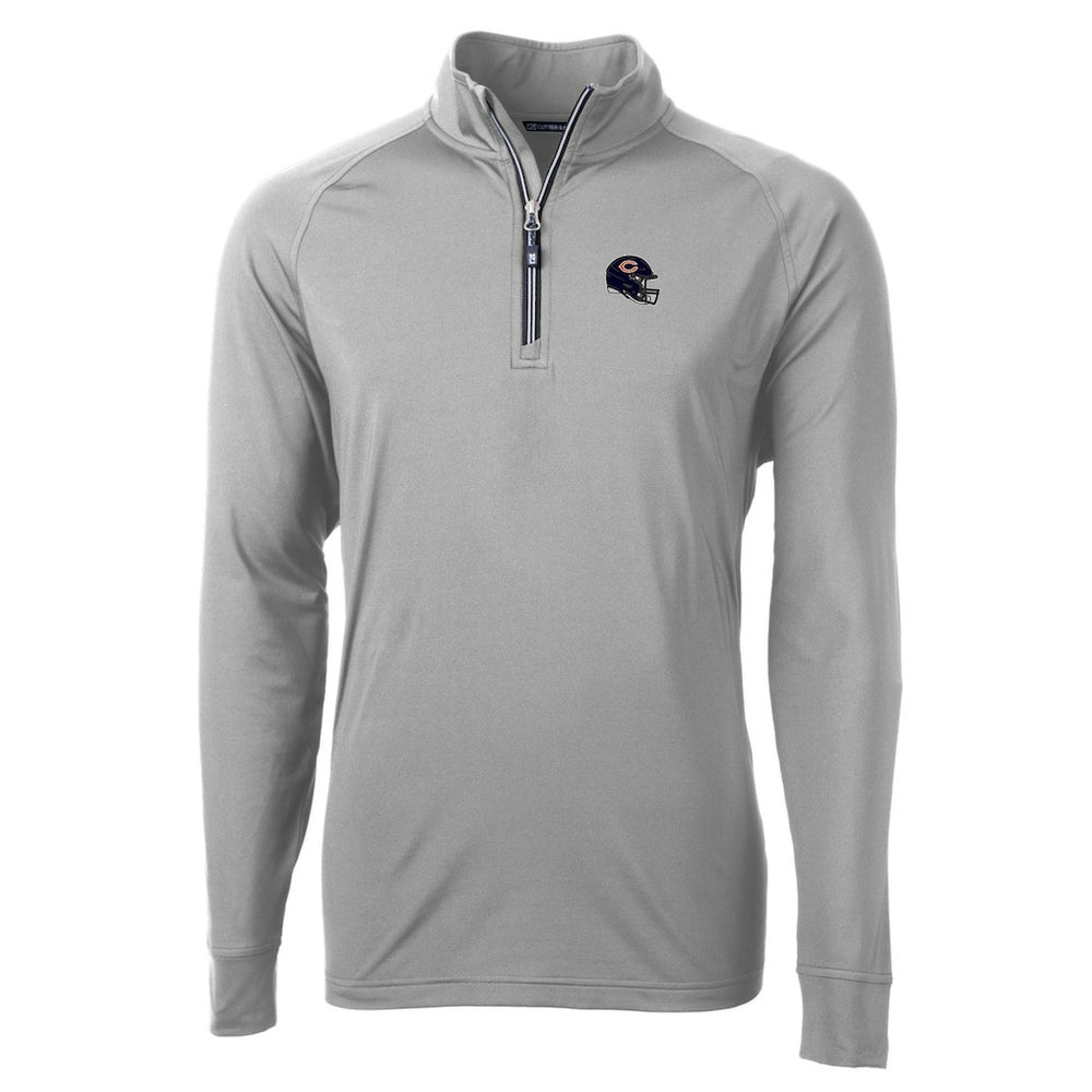 Chicago Bears Cutter & Buck Helmet Adapt Eco Knit Stretch Recycled Quarter-Zip Pullover Top - Silver Pullover