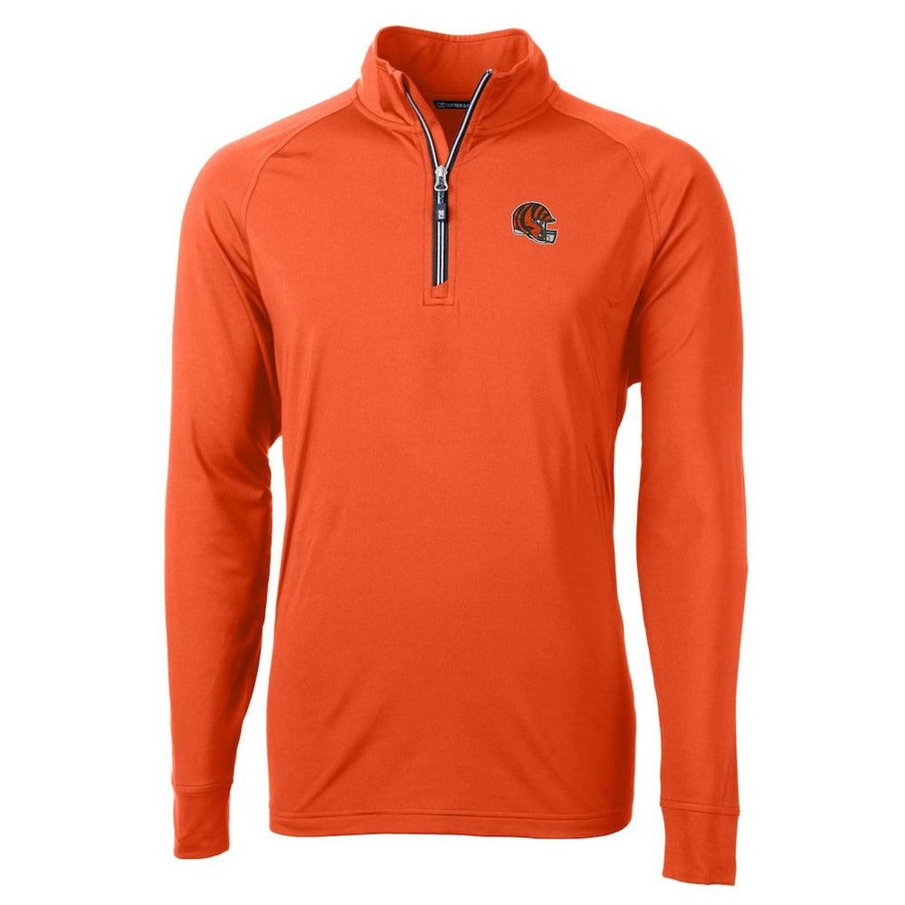 Cincinnati Bengals Cutter & Buck Helmet Adapt Eco Knit Stretch Recycled Quarter-Zip Pullover Top - Orange Pullover