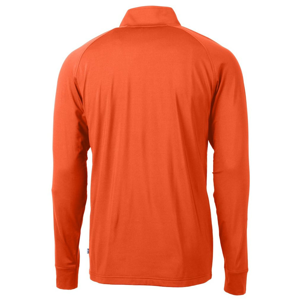 Cincinnati Bengals Cutter & Buck Helmet Adapt Eco Knit Stretch Recycled Quarter-Zip Pullover Top - Orange Pullover