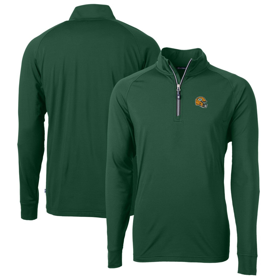 Green Bay Packers Cutter & Buck Helmet Adapt Eco Knit Stretch Recycled Quarter-Zip Pullover Top - Green Pullover