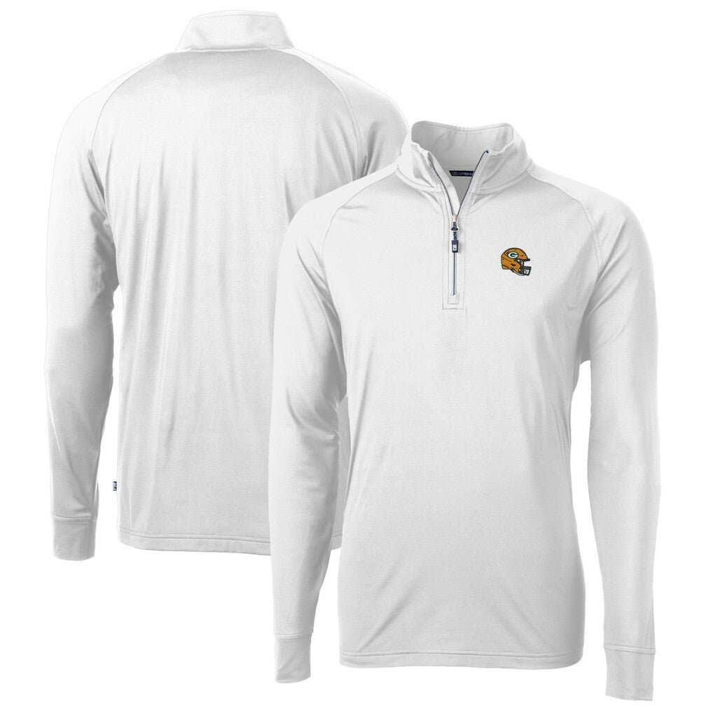 Green Bay Packers Cutter & Buck Helmet Adapt Eco Knit Stretch Recycled Quarter-Zip Pullover Top - White Pullover