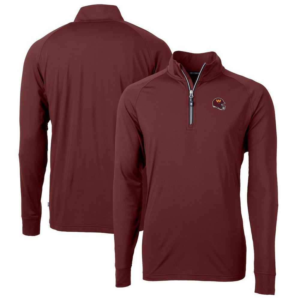 Washington Commanders Cutter & Buck Helmet Adapt Eco Knit Stretch Recycled Quarter-Zip Pullover Top - Burgundy Pullover