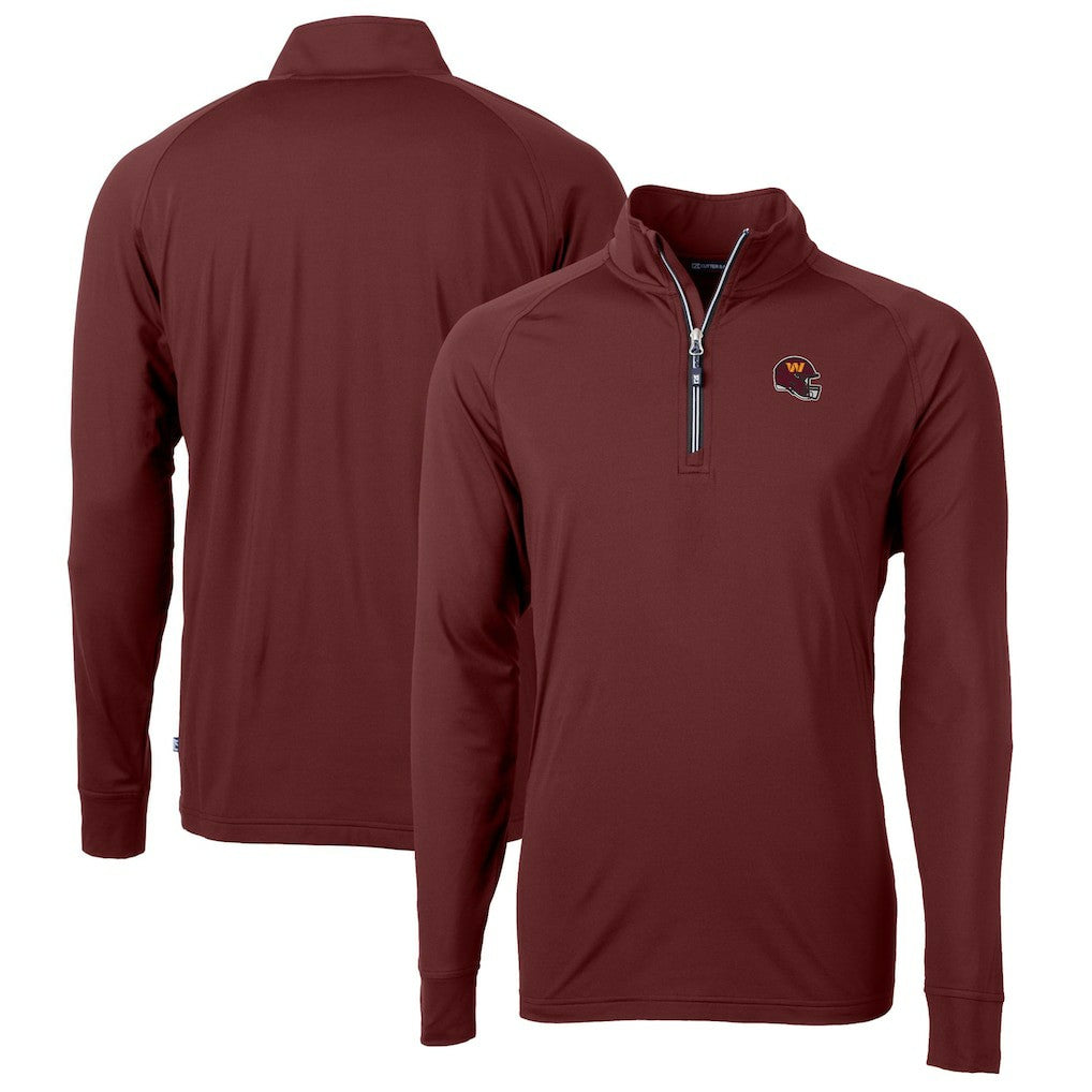 Washington Commanders Cutter & Buck Helmet Adapt Eco Knit Stretch Recycled Quarter-Zip Pullover Top - Burgundy Pullover