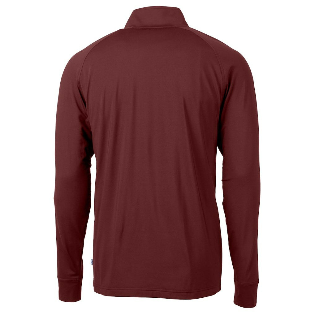 Washington Commanders Cutter & Buck Helmet Adapt Eco Knit Stretch Recycled Quarter-Zip Pullover Top - Burgundy Pullover