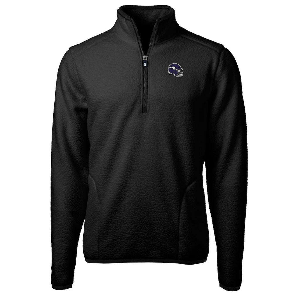 Minnesota Vikings Cutter & Buck Helmet Cascade Eco Sherpa Fleece Quarter-Zip Pullover Jacket - Black Pullover