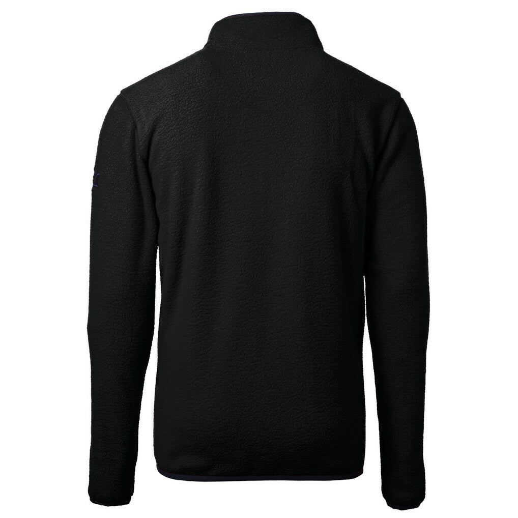 Minnesota Vikings Cutter & Buck Helmet Cascade Eco Sherpa Fleece Quarter-Zip Pullover Jacket - Black Pullover