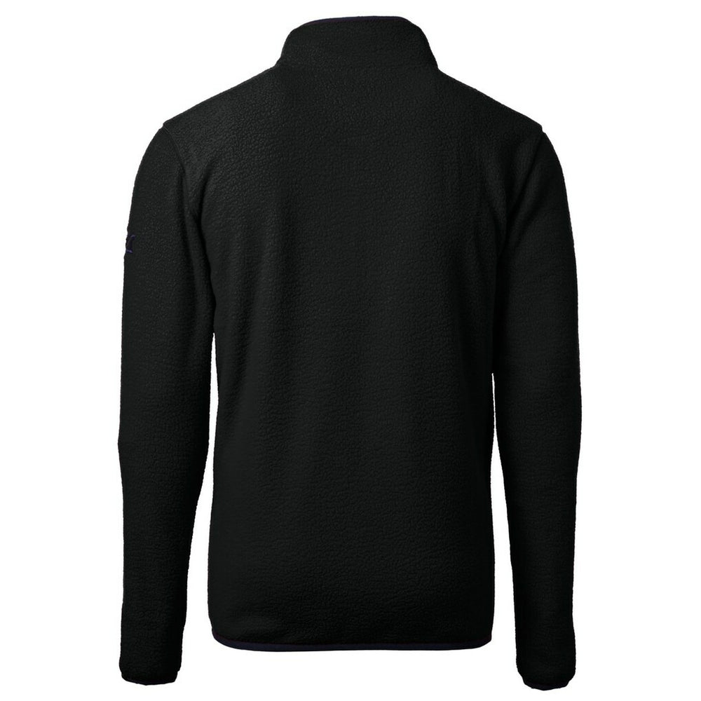 Minnesota Vikings Cutter & Buck Helmet Cascade Eco Sherpa Fleece Quarter-Zip Pullover Jacket - Black Pullover