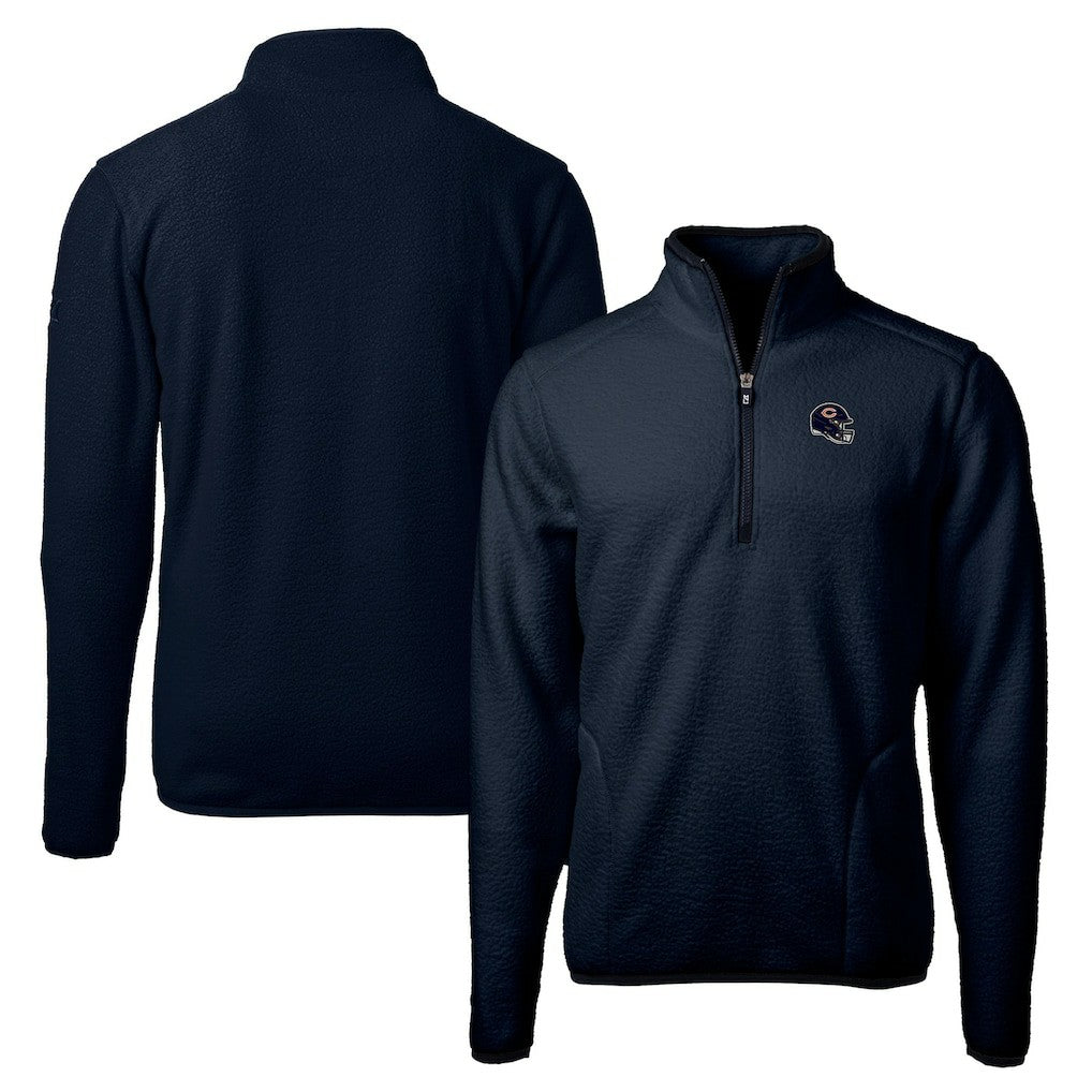 Chicago Bears Cutter & Buck Helmet Cascade Eco Sherpa Fleece Quarter-Zip Pullover Jacket - Navy Pullover
