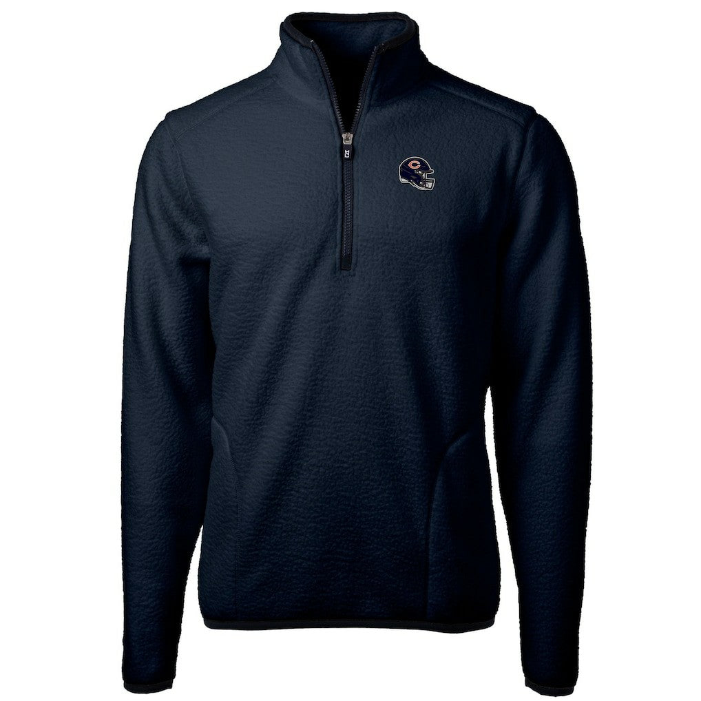 Chicago Bears Cutter & Buck Helmet Cascade Eco Sherpa Fleece Quarter-Zip Pullover Jacket - Navy Pullover