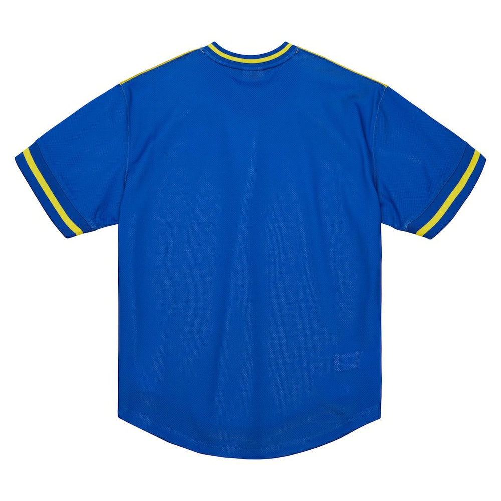 Golden State Warriors Jumbotron 3.0 Mesh V-Neck T-Shirt Gold - Mitchell & Ness
