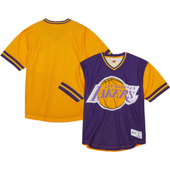 Los Angeles Lakers Jumbotron 3.0 Mesh V-Neck T-Shirt Purple - Mitchell & Ness