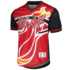 Miami Heat Jumbotron 3.0 Mesh V-Neck T-Shirt Red - Mitchell & Ness