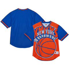 New York Knicks Jumbotron 3.0 Mesh V-Neck T-Shirt Orange - Mitchell & Ness