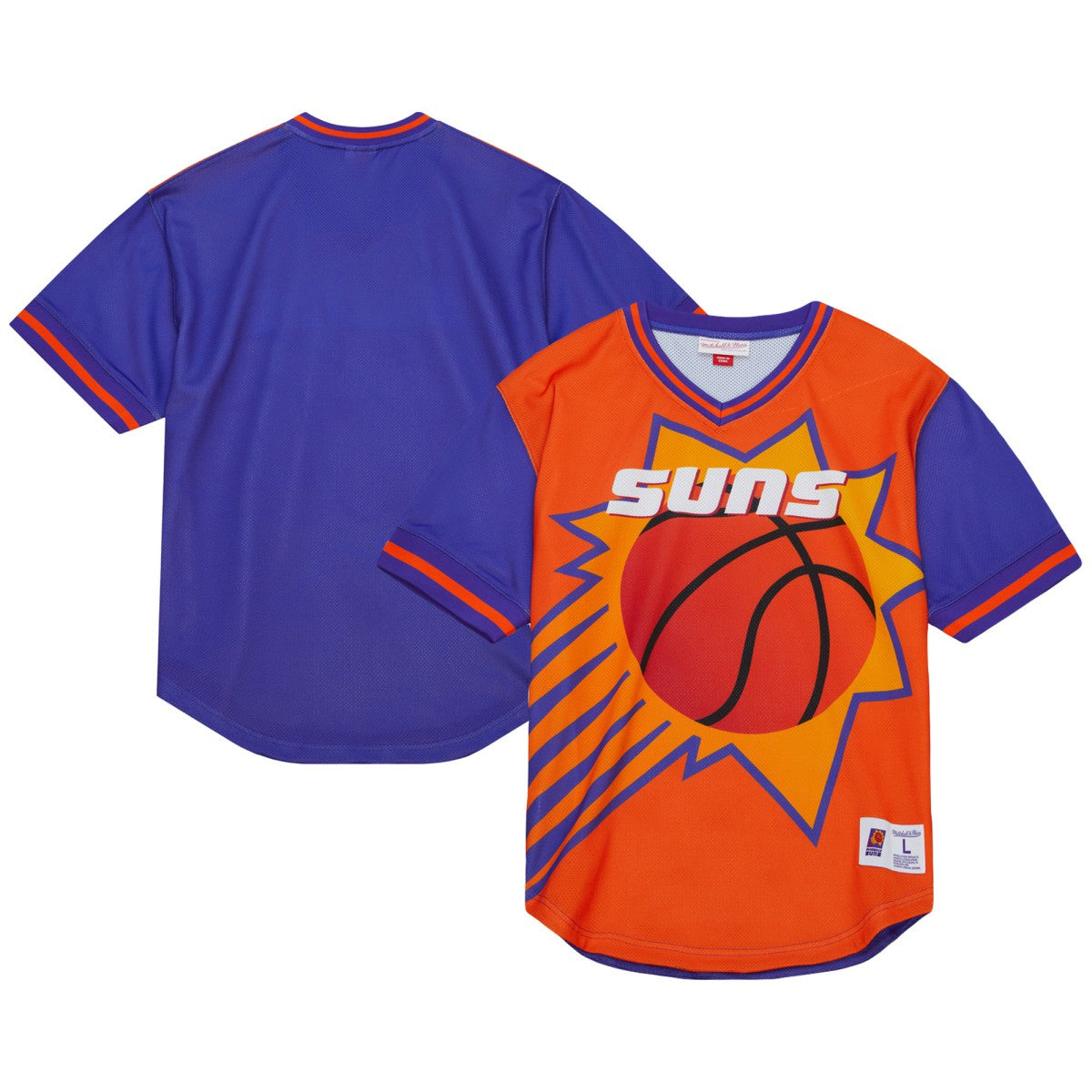 Phoenix Suns Jumbotron 3.0 Mesh V-Neck T-Shirt Orange - Mitchell & Ness