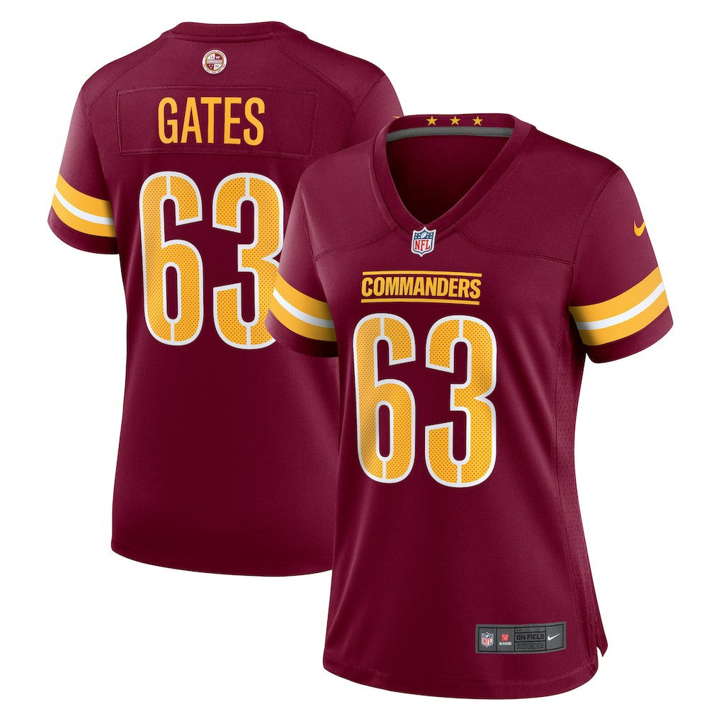 Nick Gates Washington Commanders Women's Game Player Jersey - Burgundy Jerseys