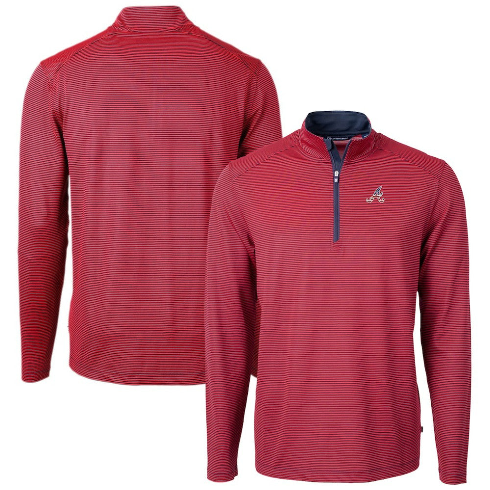 Atlanta Braves Cutter & Buck Americana Logo Big & Tall Virtue Eco Pique Recycled Quarter-Zip Pullover Top - Red Pullover