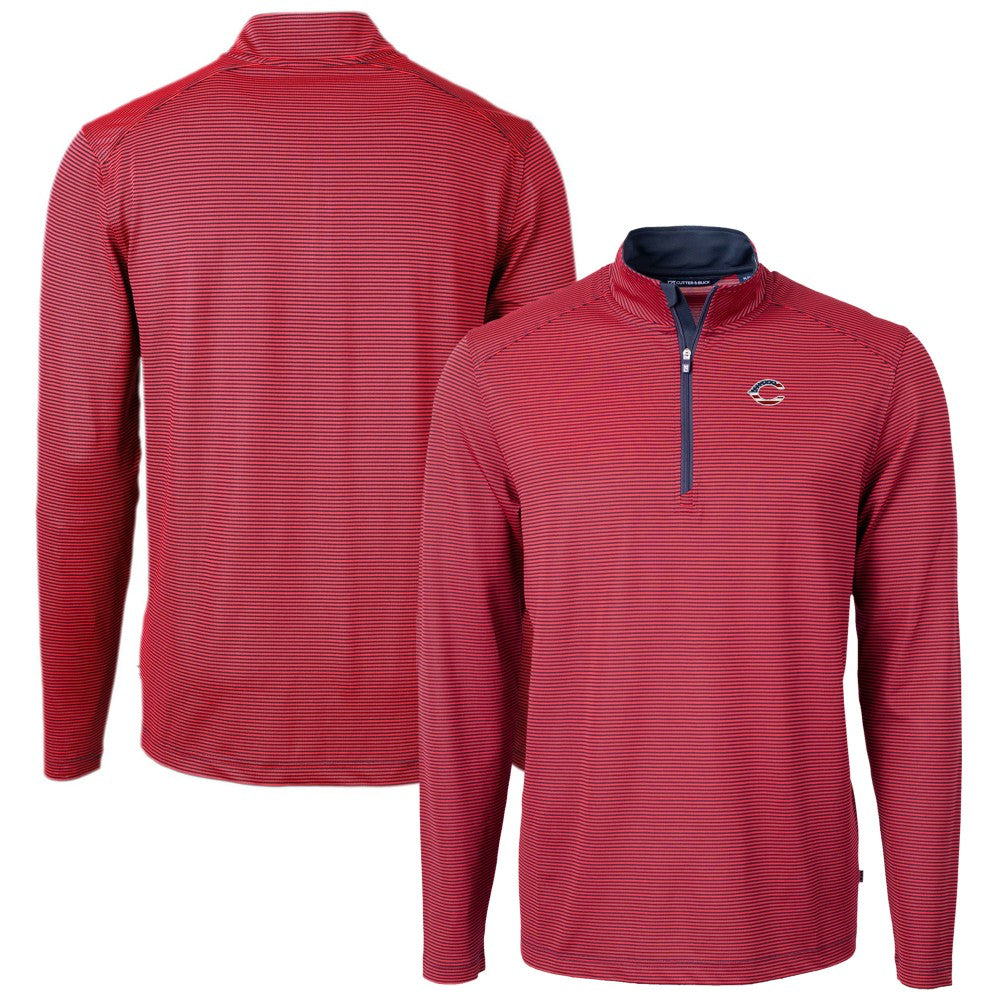 Cincinnati Reds Cutter & Buck Americana Logo Big & Tall Virtue Eco Pique Recycled Quarter-Zip Pullover Top - Red Pullover