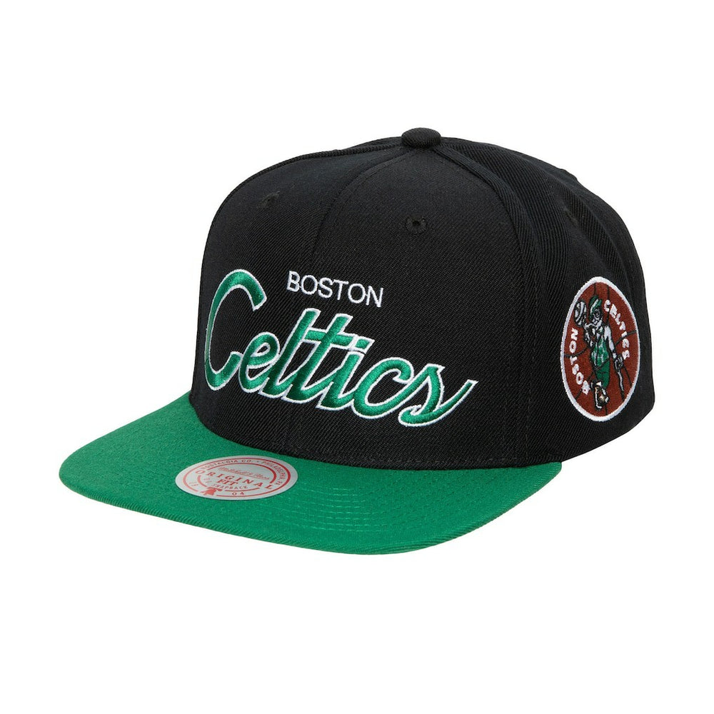 Boston Celtics Hardwood Classics MVP Team Script 2.0 Snapback Hat Black - Mitchell & Ness