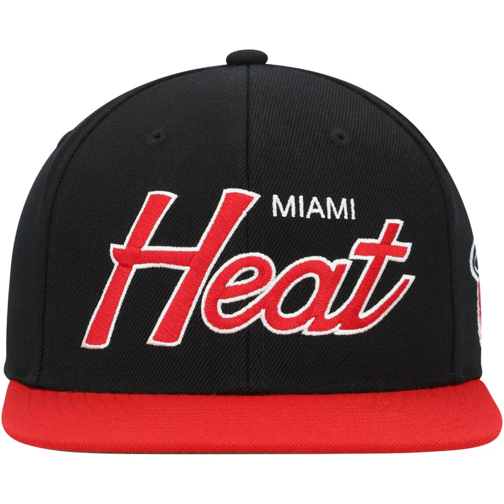 Miami Heat Hardwood Classics MVP Team Script 2.0 Snapback Hat Black - Mitchell & Ness outlet