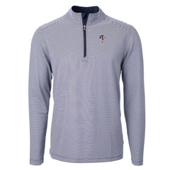 Philadelphia Phillies Cutter & Buck Americana Logo Virtue Eco Pique Stripe Recycled Quarter-Zip Pullover Top - Navy Pullover