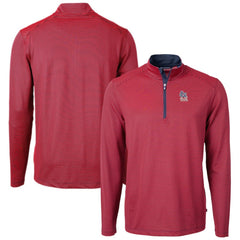 St. Louis Cardinals Cutter & Buck Americana Logo Virtue Eco Pique Stripe Recycled Quarter-Zip Pullover Top - Red Pullover