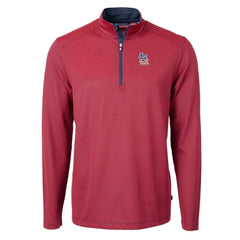 St. Louis Cardinals Cutter & Buck Americana Logo Virtue Eco Pique Stripe Recycled Quarter-Zip Pullover Top - Red Pullover