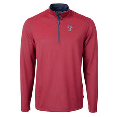 Texas Rangers Cutter & Buck Americana Logo Virtue Eco Pique Stripe Recycled Quarter-Zip Pullover Top - Red Pullover