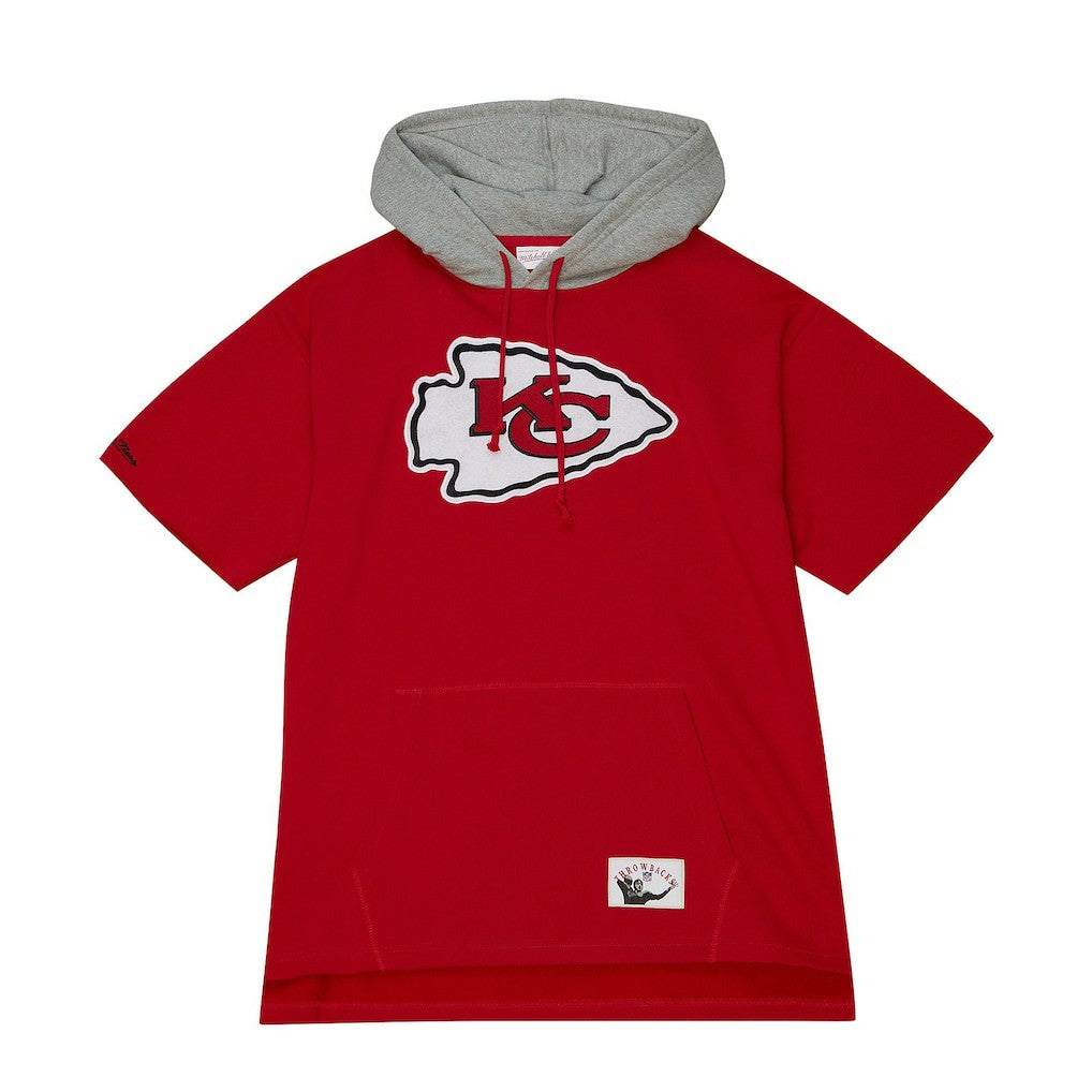 Kansas City Chiefs Postgame Short Sleeve Hoodie - Red Hoodies