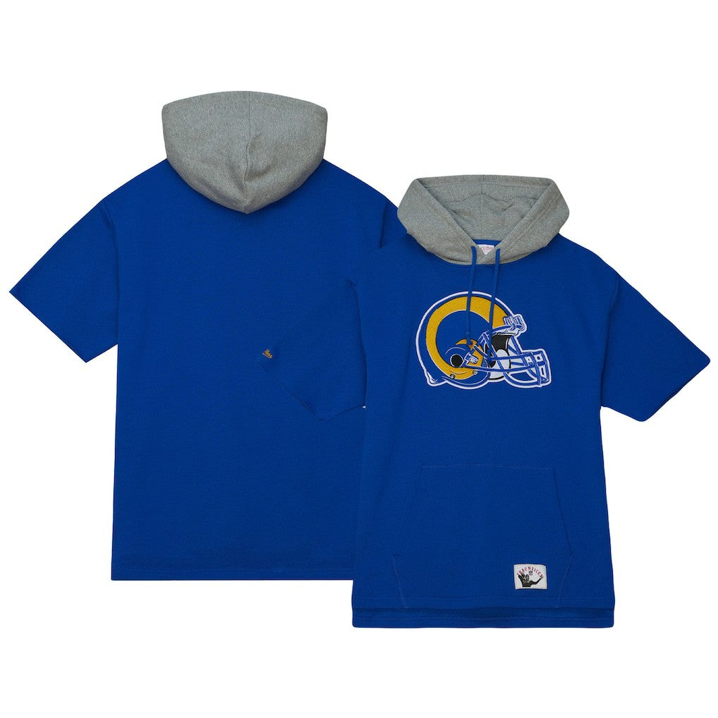 Los Angeles Rams Postgame Short Sleeve Hoodie - Royal Hoodies