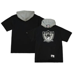 Las Vegas Raiders Postgame Short Sleeve Hoodie - Black Hoodies